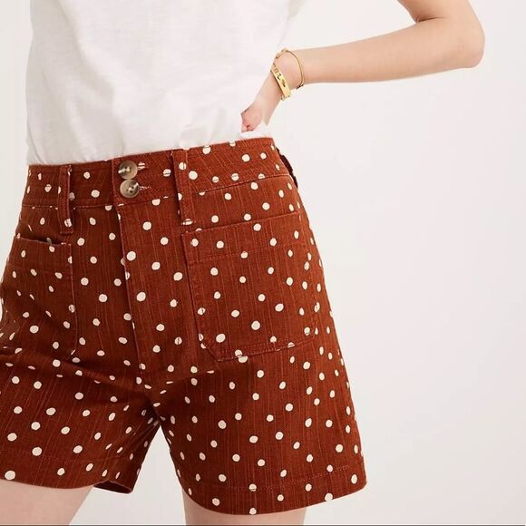 Madewell Emmett Patch Pocket Shorts in Inkspot Dots - Picture 1 of 10